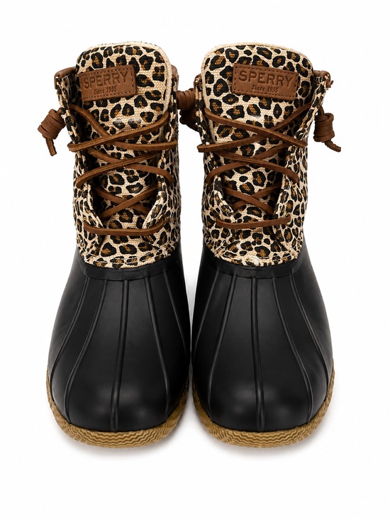 Sperry Shoes - Sperry Leopard-Print & Black Women's Duck Boots with Brown Accents